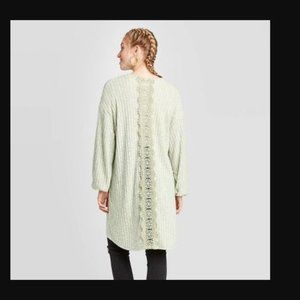 Xhilaration XL Cardigan Sweater Lace Trim Crochet